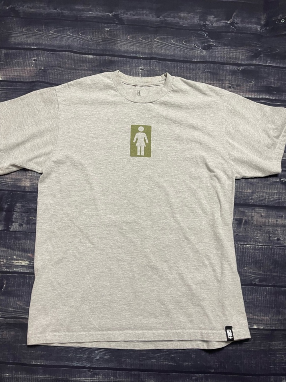 Heather Gray Short Sleeve Tee with Olive Icon - Unbranded